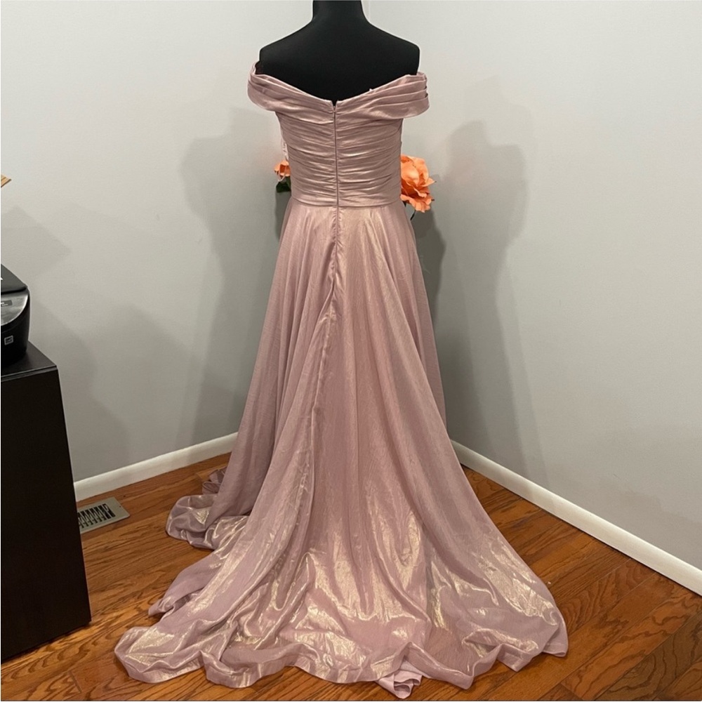 La Femme 29172 Pink Metallic Off The Shoulder Gown 12 View 6